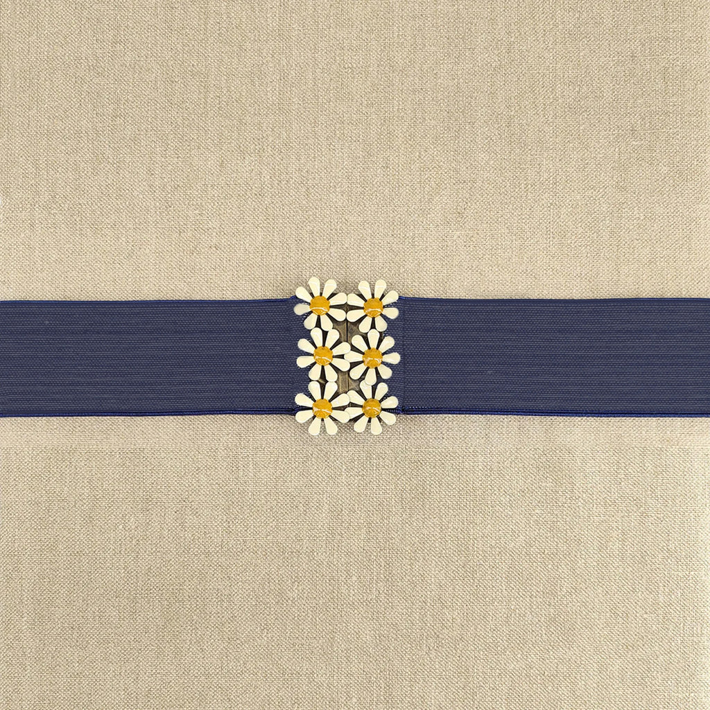 CRUBA belt Italian daisy flowers blue yellow off white